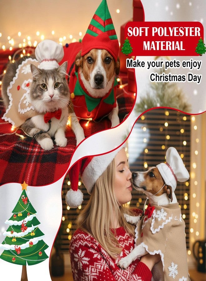 مجموعة أزياء عيد الميلاد للكلاب من SilTriangle، 3 قطع، مناسبة للأحجام الصغيرة والكبيرة، تتضمن أزياء شجرة عيد الميلاد، والجني، ورجل الزنجبيل، مع قبعة قابلة للتعديل، مثالية لحفلات تنكرية في عيد الميلاد، ومستلزمات صور العطلات (صغيرة). - Image 5